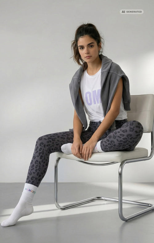 Yoga Soft Leggings Leo Bio Baumwolle Luna - grau – AI GENERATED / KI-GENERIERT