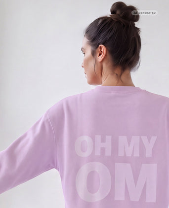 Yoga Boxy Sweater OH MY OM Bio Baumwolle Philia - lila – AI GENERATED / KI-GENERIERT