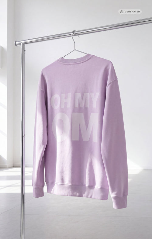Yoga Boxy Sweater OH MY OM Bio Baumwolle Philia - lila – AI GENERATED / KI-GENERIERT