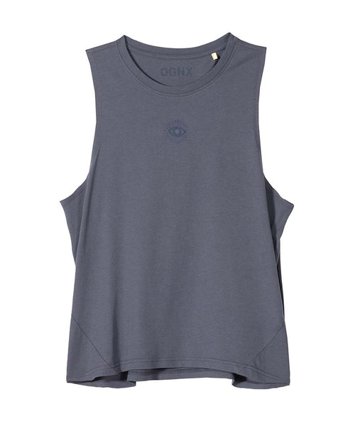 | color:grau | yoga damen boxy tank cosmic leopard | bio baumwolle tencel | yoga boxy tank top | yoga oberteil nachhaltig
