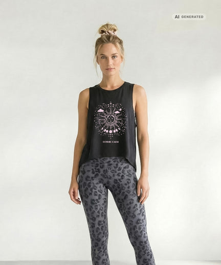 Yoga Boxy Tank Sun Bio Baumwolle Tencel™ Tula - schwarz – AI GENERATED / KI-GENERIERT