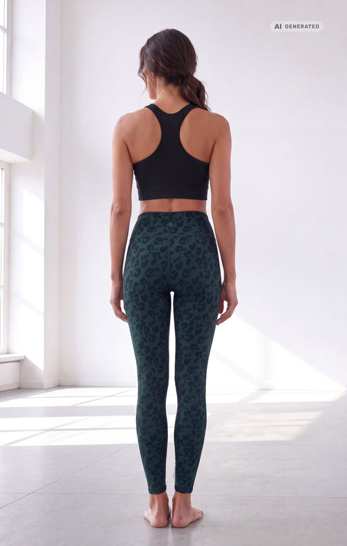 Yoga Soft Leggings 2.0 Leo Bio Baumwolle Luna - waldgrün – AI GENERATED / KI-GENERIERT