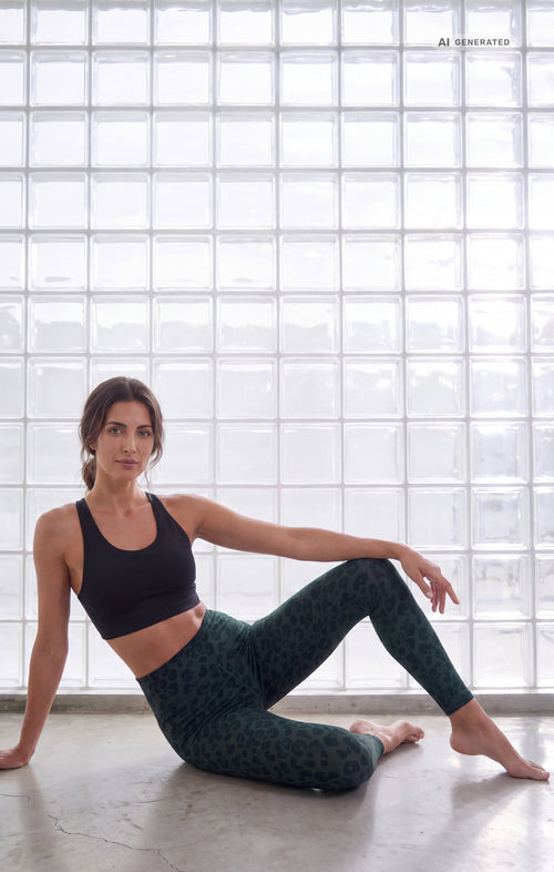 Yoga Soft Leggings 2.0 Leo Bio Baumwolle Luna - waldgrün – AI GENERATED / KI-GENERIERT
