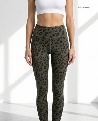 Yoga Soft Leggings Leo Bio Baumwolle Luna - grün – AI GENERATED / KI-GENERIERT