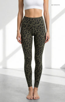 Yoga Soft Leggings Leo Bio Baumwolle Luna - grün – AI GENERATED / KI-GENERIERT