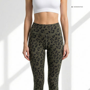 Yoga Soft Leggings Leo Bio Baumwolle Luna - grün – AI GENERATED / KI-GENERIERT