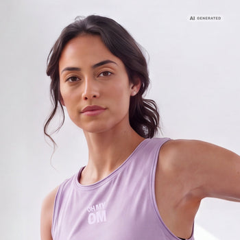 Yoga Tank OH MY OM Bio Baumwolle Tencel™ Tari - lila – AI GENERATED / KI-GENERIERT