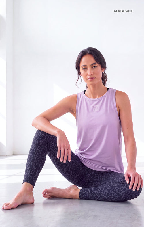 Yoga Tank OH MY OM Bio Baumwolle Tencel™ Tari - lila – AI GENERATED / KI-GENERIERT