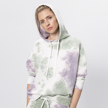 | color:grün |Batik Hoodie grün lila