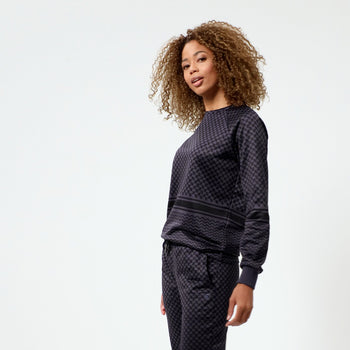 | color:blau |sweater mit keffiah muster blau 