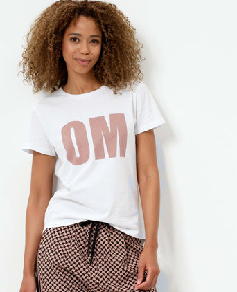 | color:rosa |yoga t-shirt OM weiß mit rosa print