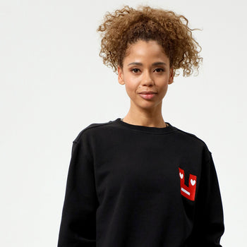 | color:schwarz |yoga sweater smiley schwarz bio baumwolle