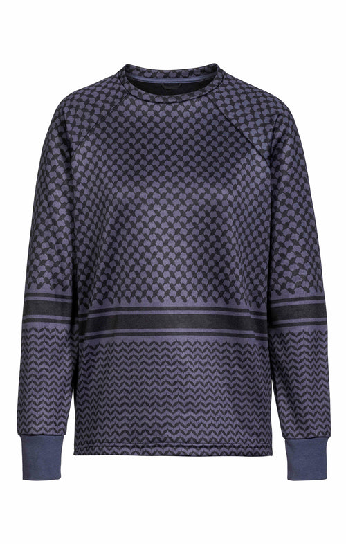 | color:blau |sweater mit keffiah muster blau 