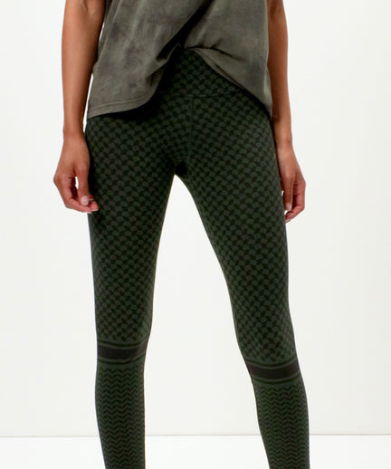 | color:grün |yoga leggings grün baumwolle keffiah